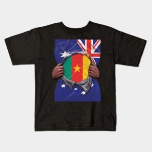 Cameroon Flag Australian Flag Ripped - Gift for Cameroonian From Cameroon Kids T-Shirt